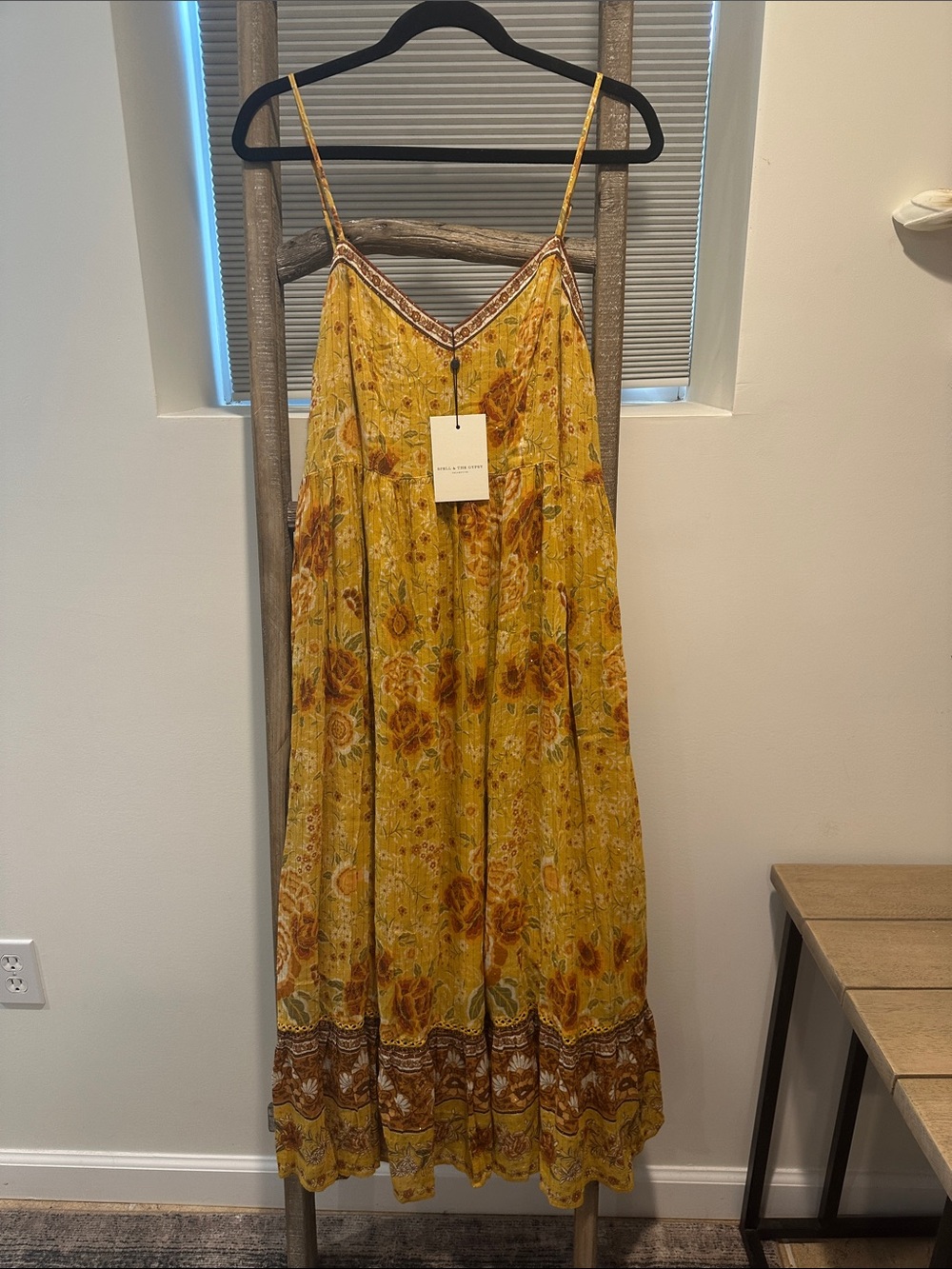 Spell Yellow Floral Maxi Dress with Spaghetti Straps
